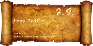 Hess Irén névjegykártya